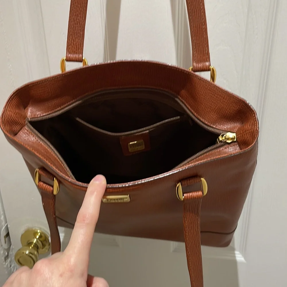 Gianfranco Ferre Cognac Brown Leather Shoulder Tote